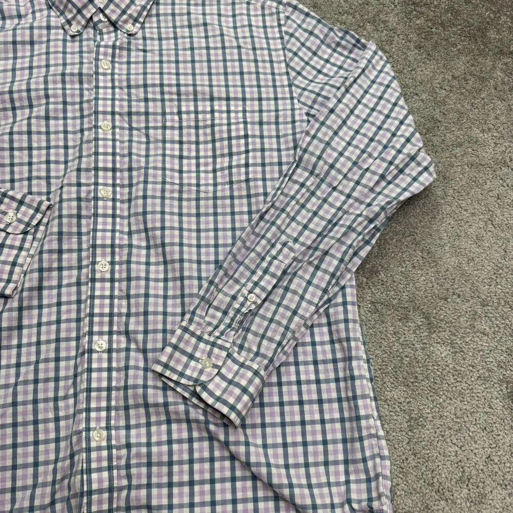 J.Crew Lightweight Button Down Shirt Mens XL Purple Blue Plaid Cotton Casual Top